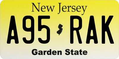 NJ license plate A95RAK