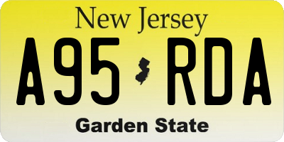 NJ license plate A95RDA
