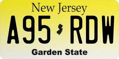 NJ license plate A95RDW