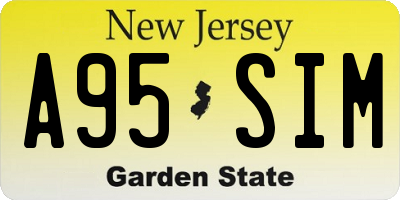 NJ license plate A95SIM