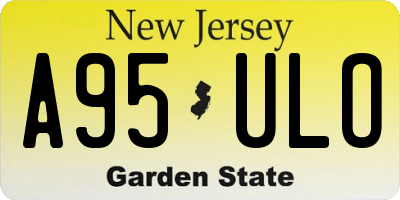 NJ license plate A95ULO