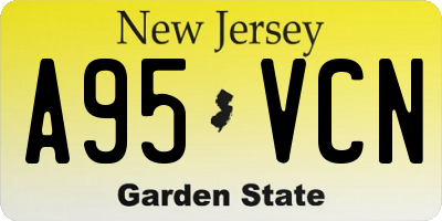NJ license plate A95VCN