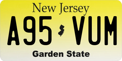 NJ license plate A95VUM
