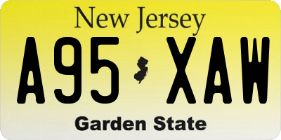 NJ license plate A95XAW