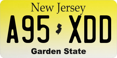 NJ license plate A95XDD