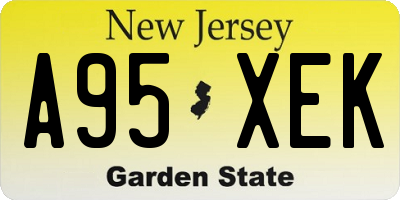 NJ license plate A95XEK