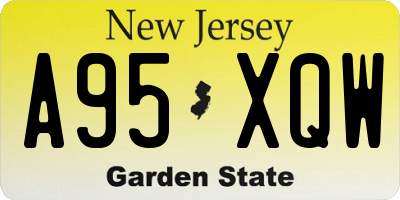 NJ license plate A95XQW