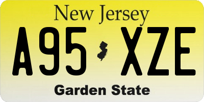 NJ license plate A95XZE