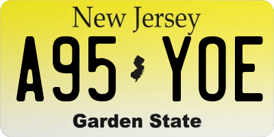 NJ license plate A95YOE