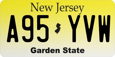 NJ license plate A95YVW