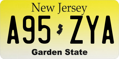 NJ license plate A95ZYA