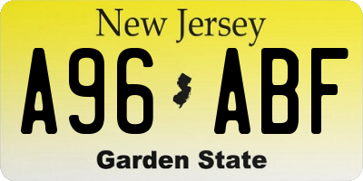 NJ license plate A96ABF