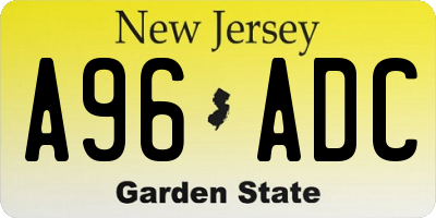 NJ license plate A96ADC