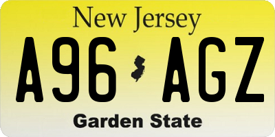 NJ license plate A96AGZ