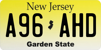 NJ license plate A96AHD