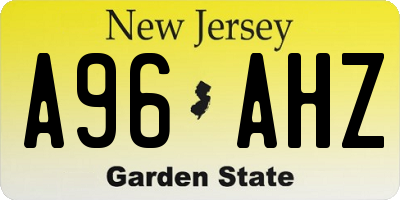 NJ license plate A96AHZ