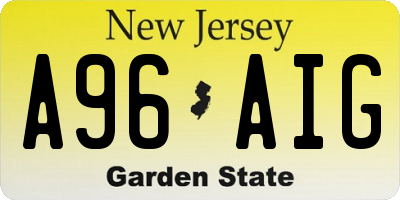 NJ license plate A96AIG