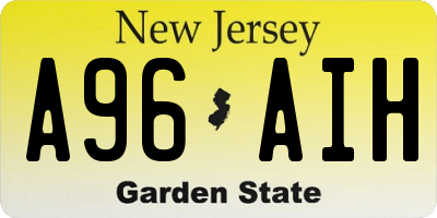 NJ license plate A96AIH
