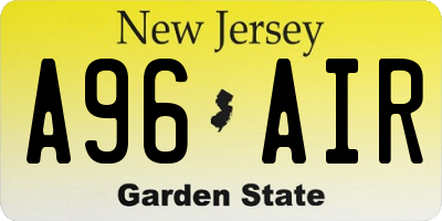 NJ license plate A96AIR