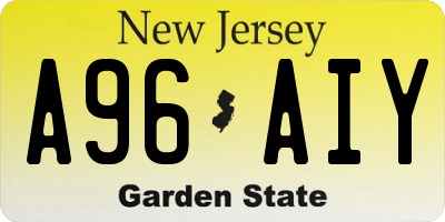 NJ license plate A96AIY