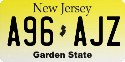 NJ license plate A96AJZ