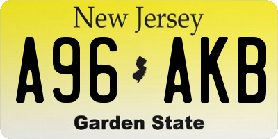 NJ license plate A96AKB