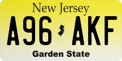 NJ license plate A96AKF