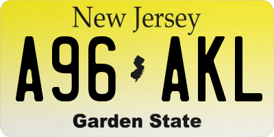 NJ license plate A96AKL