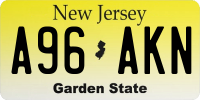 NJ license plate A96AKN