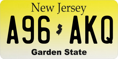 NJ license plate A96AKQ