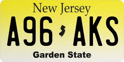 NJ license plate A96AKS