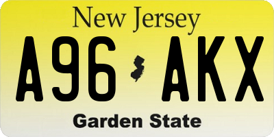 NJ license plate A96AKX