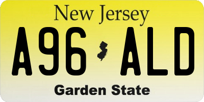 NJ license plate A96ALD