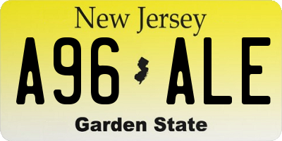 NJ license plate A96ALE