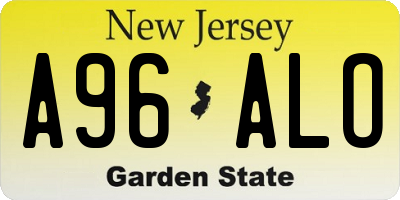 NJ license plate A96ALO