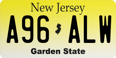 NJ license plate A96ALW