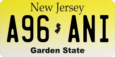 NJ license plate A96ANI