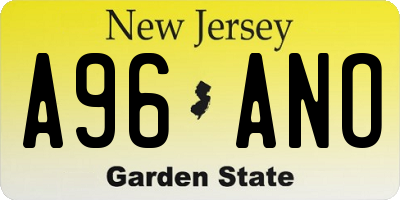 NJ license plate A96ANO