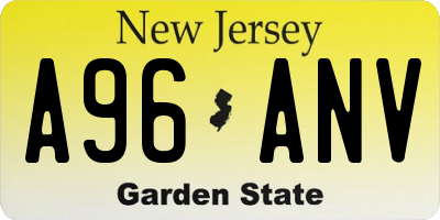 NJ license plate A96ANV