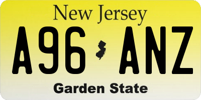 NJ license plate A96ANZ