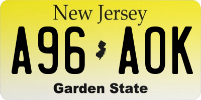 NJ license plate A96AOK