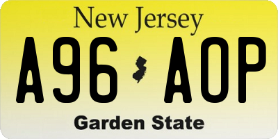 NJ license plate A96AOP