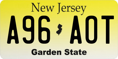 NJ license plate A96AOT