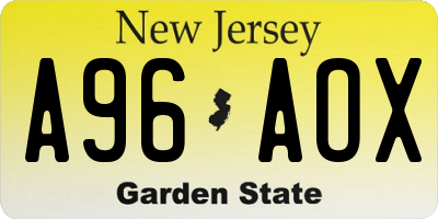 NJ license plate A96AOX