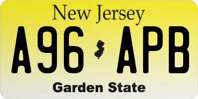 NJ license plate A96APB