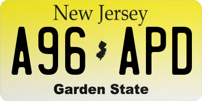 NJ license plate A96APD