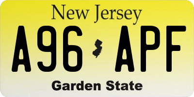 NJ license plate A96APF