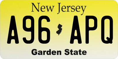 NJ license plate A96APQ