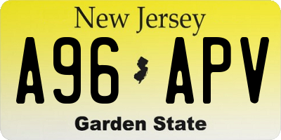 NJ license plate A96APV