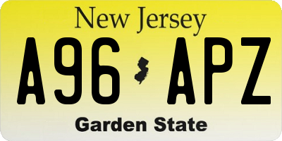 NJ license plate A96APZ